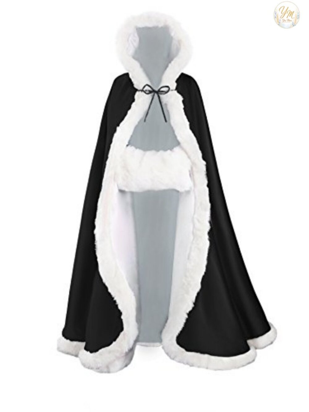 Reversible Hooded Wedding Cape Cloak with Fur Trim and Hand Muff